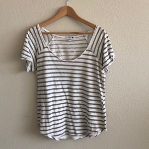 EUC Cotton On White / Gray Striped Tee SZ Large